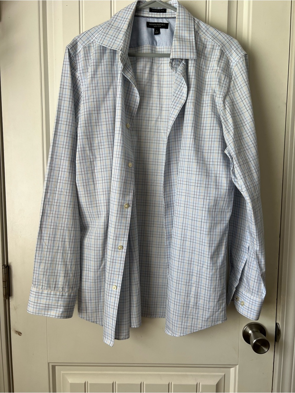 Banana Republic Light Blue and White Plaid Dress Shirt